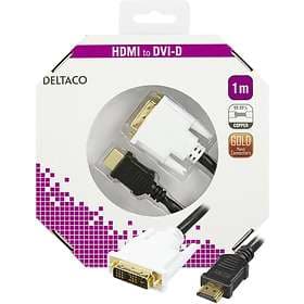 Deltaco Ferrite HDMI - DVI-D Single Link 1m