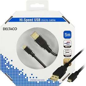 Deltaco Gold USB A - USB Micro-B 2.0 5m
