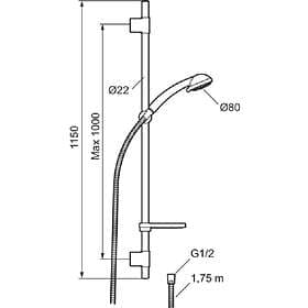 FM Mattsson 9000E 3S Duschset 115cm (Krom)