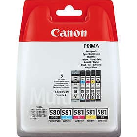 Canon PGI-580BK (Svart) + CLI-581 (Svart/Cyan/Magenta/Gul)