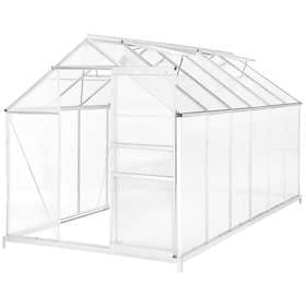 TecTake Växthus Med Fundament 375x185x195cm (Aluminium/Polykarbonat)