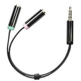 Deltaco 2x3.5mm - 3.5mm (4-pole) F-M 0,1m
