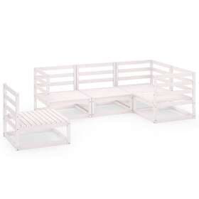 vidaXL 5 Piece Garden Lounge Set White Solid Pinewood
