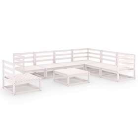 vidaXL 8 Piece Garden Lounge Set White Solid Pinewood