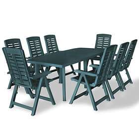 vidaXL 9 Piece Outdoor Dining Set Plastic Green