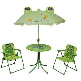 vidaXL 3 Piece Kids' Garden Bistro Set with Parasol Green