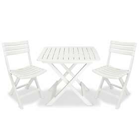 vidaXL 3 Piece Folding Bistro Set Plastic White