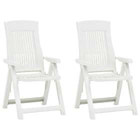 vidaXL Garden Reclining Chairs 2 pcs Plastic White