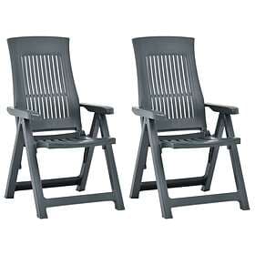 vidaXL Garden Reclining Chairs 2 pcs Plastic Green