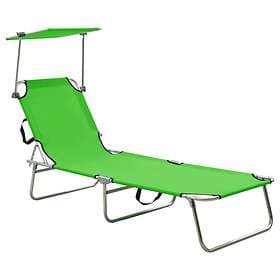 vidaXL Folding Sun Lounger with Canopy Steel Apple Green