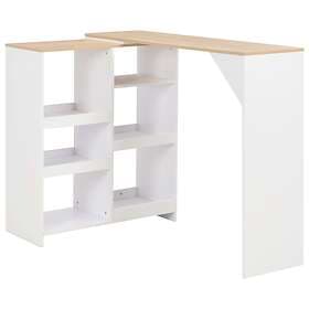 vidaXL Bar Table with Moveable Shelf White 138x39x110 cm