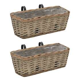 vidaXL Balcony Planter 2 pcs Wicker with PE Lining 40 cm