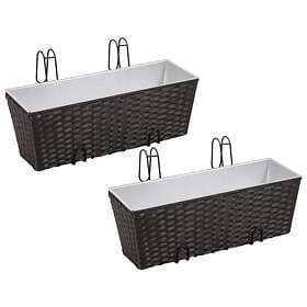 vidaXL Balcony Trapezoid Rattan Planter Set 50 cm 2 pcs Black