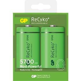 GP Batteries ReCyko+ D-batterier 5700 mAh (LR20) 2-pack