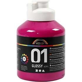 A-Color Glossy Akrylfärg Rosa 500ml