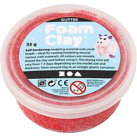 Foam Clay Glitter Röd Pärllera 35g
