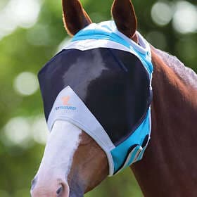 Shires Flugmask Hål för Öron Teal/Grå Ponny