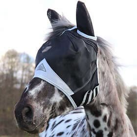 Shires Flugmask med Öron & Hål för Pannlugg Svart/Grå Cob