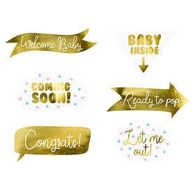 Party Deco Foto Props Baby Shower Guld Metallic 6-pack