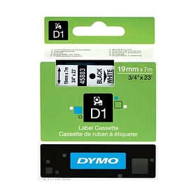 Dymo D1 19mm SVART Svart/Vit på 7M