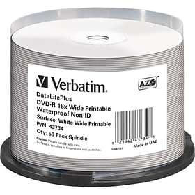 Verbatim DVD-R 4,7GB 16x 50-pack Spindel Wide Inkjet Glossy Waterproof