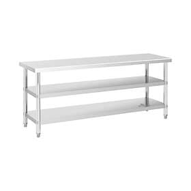 Royal Catering Rostfri arbetsbänk 200 x 60 5 cm 231kg 2 underhyllor