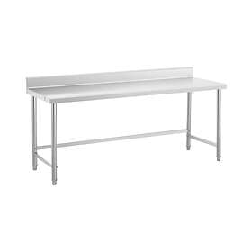 Royal Catering Rostfri arbetsbänk 200 x 70 cm Skyddskant 95kg lastkapacitet
