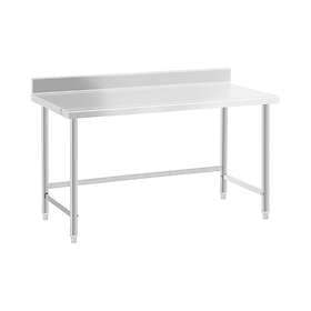 Royal Catering Rostfri arbetsbänk 150 x 70 cm Skyddskant 93kg lastkapacitet