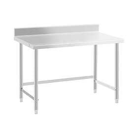 Royal Catering Rostfri arbetsbänk 120 x 70 cm Skyddskant 93kg lastkapacitet