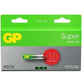 GP Batteries Super Alkaline AAA-batteri, LR03, 16-pack