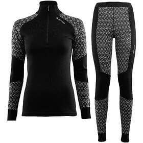 Aclima DesignWool Glitre Mock Neck LS Shirt Half Zip + Longs Set (Dam)