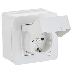 Schneider Electric WDE002979 Vägguttag med jordfelsbrytare, utv, IP44, vit