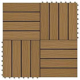 Be Basic Trall 11 st djupt mönster WPC 30x30 cm 1 kvm teakfärg Brun