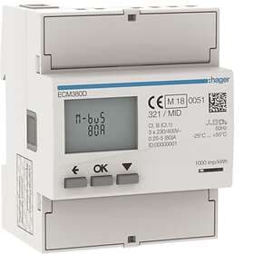 Hager Hager ECM380D Energimätare 3-fas, MBUS, 80 A, 110-400 V, IP20