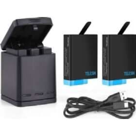 Telesin Usb Charger 2x Battery For Gopro Hero 8/7/6/5 Black