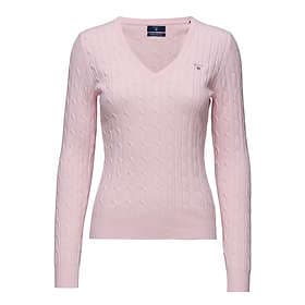 Gant Stretch Cotton Cable V-neck Sweater (Dam)