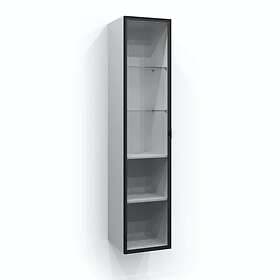 Svedbergs Högskåp Dörr Vitrin 160x35 Svart matt/Linjeglas 7160355-3