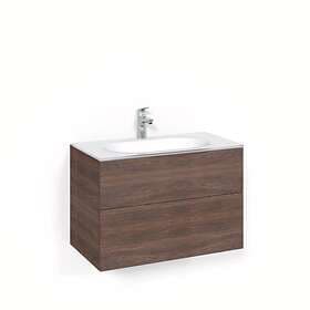 Macro Design Tvättställsskåp Crown Plain Med Glastvättställ 80x45 Brun Ask Glashandfat FSK80BPG