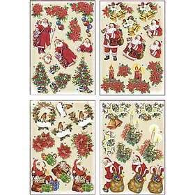 Creativ Company 3D Motiv - 21 x 30cm Jultomte och Julstjärnor 4 ark