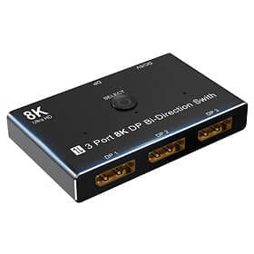 NÖRDIC 32,4Gbps DisplayPort - 3x Displayport F-F Bi-Directional 8K@30Hz Splitter/Switch Adapter