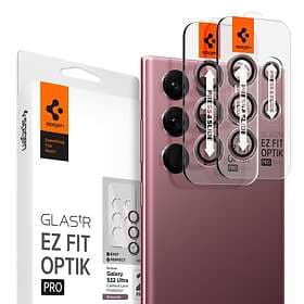 Spigen Samsung Galaxy S22 Ultra Kameralinsskydd GLAS.tR EZ Fit Optik Pro 2-pack Burgundy