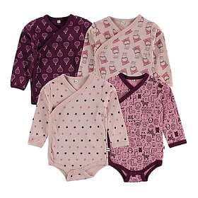 Pippi Baby Omlottbody 4-pack Mörklila/Rosa m. Tryck 74 Baby Body L/Ä