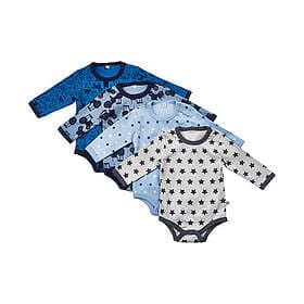 Pippi Baby Body L/Ä 4-pack Blå/Ljusblå m. Mönster 56 Baby Body L/Ä