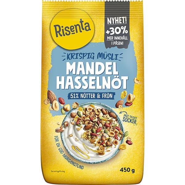 Risenta Krispig Müsli Mandel Hasselnöt 450g