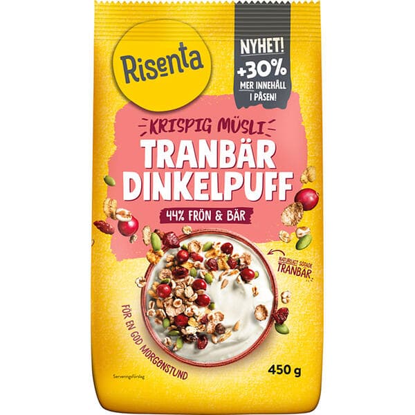 Risenta Krispig Müsli Tranbär Dinkelpuff 450g