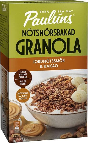 Paulúns Nötsmörsbakad Granola Jordnötssmör & Kakao 430 g