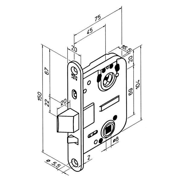 ASSA ABLOY Låshus 4570 LÅSHUS KROM V SB /ABL