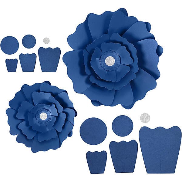 Creativ Company Pappersblommor D15+25 cm 230g 2 St/1 Förp Pappersblommor, blå, Dia. 15+25 cm, g, st./ 1 förp. 599904