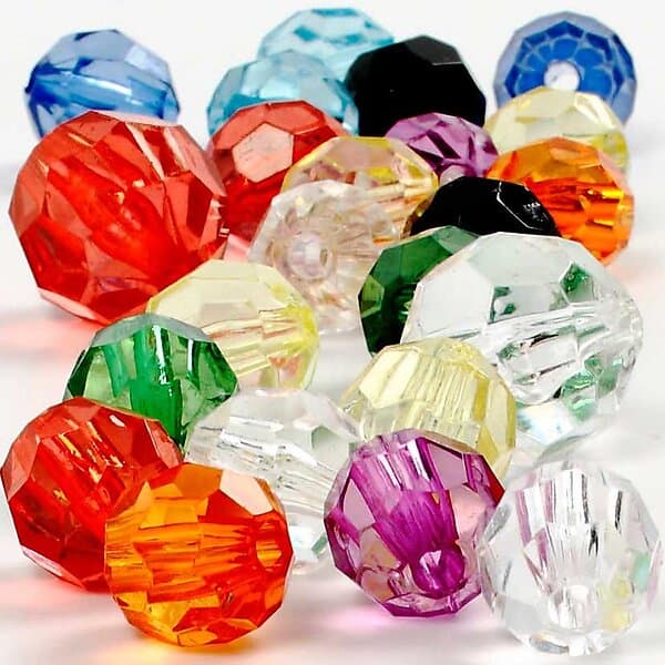 Creativ Company Plastpärlor Facetterade Stl 10-12-16 mm Hålstl 1-2,5 125ml/1 Förp plastpärlor, stl. mm, Hålstl. 618780