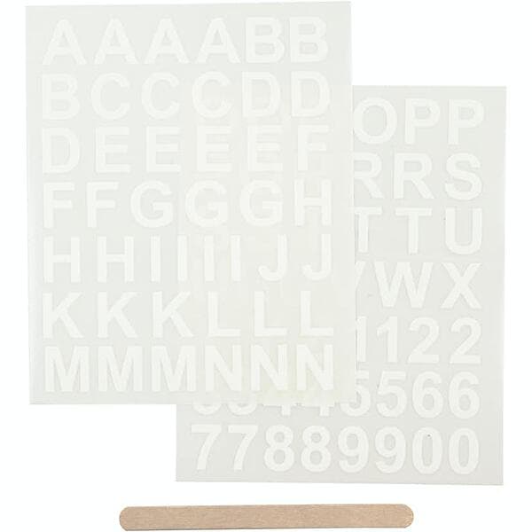 Creativ Company Rub-on-stickers Bokstäver och Siffror Rub-on stickers, vit, bokstäver siffror, 12,2x15,3 cm, 1 283968